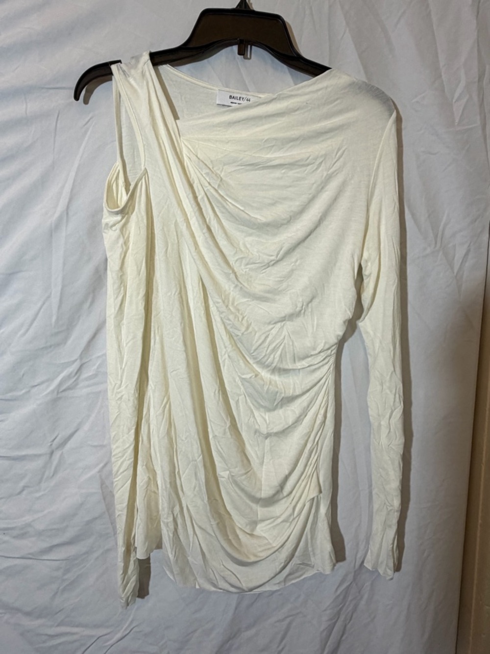 Med Bailey 44 Cream Asymmetric Draped Women's Top